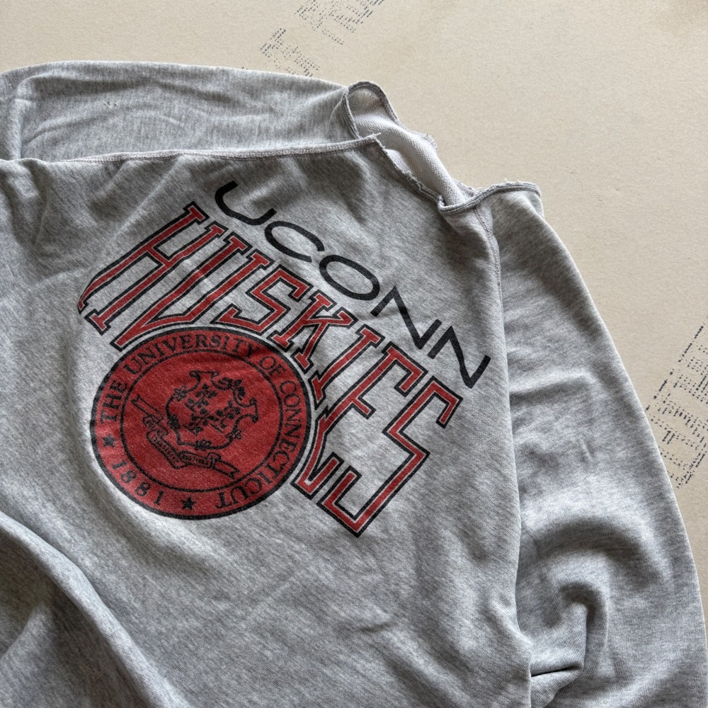 Vintage 80's Thrashed UConn Huskies Sweatshirt